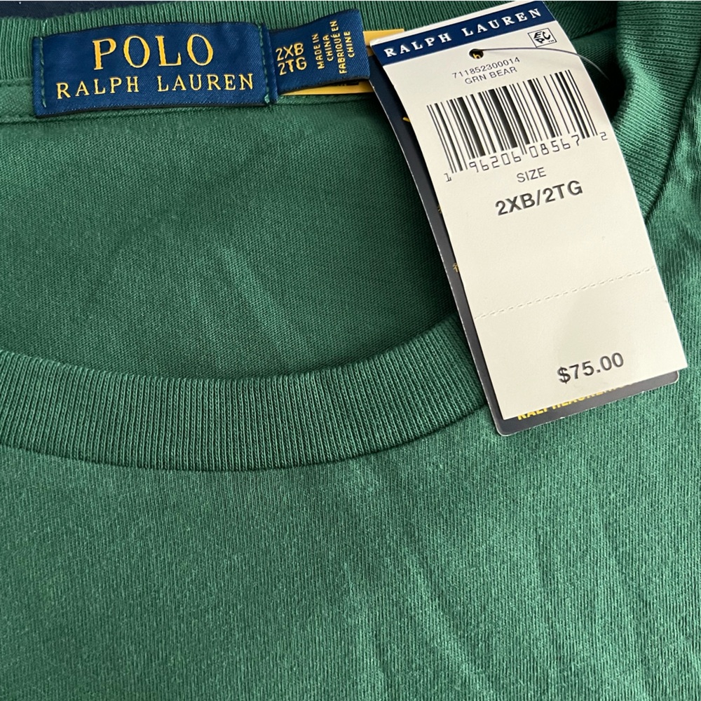 Polo by Ralph Lauren Mens Polo Bear short sleeve tee. New with tags, green, 2XB - Picture 3 of 3